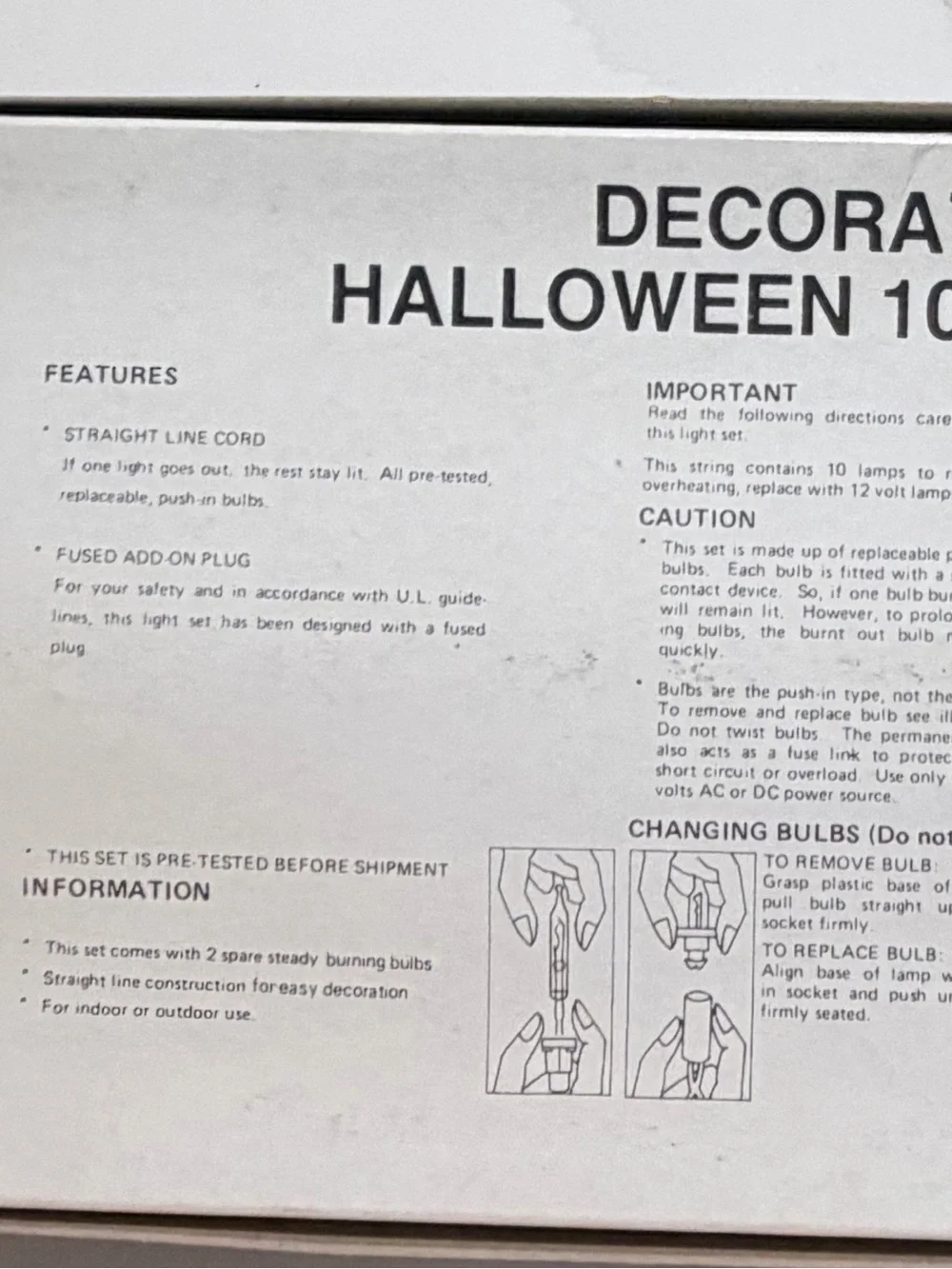 VTG 70-80’s Halloween 10 Ghost Light String Decorative